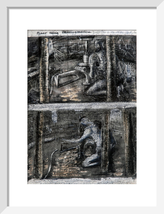 Henry Moore, Miner Using Heading Machine, page from Coalmine Sketchbook, 1942