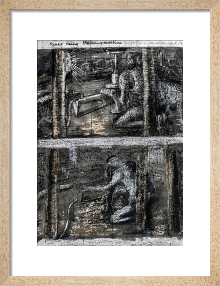 Henry Moore, Miner Using Heading Machine, page from Coalmine Sketchbook, 1942
