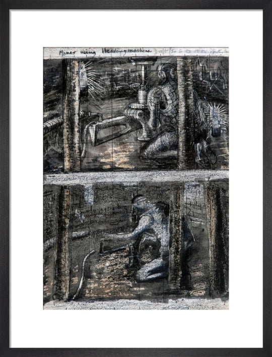 Henry Moore, Miner Using Heading Machine, page from Coalmine Sketchbook, 1942