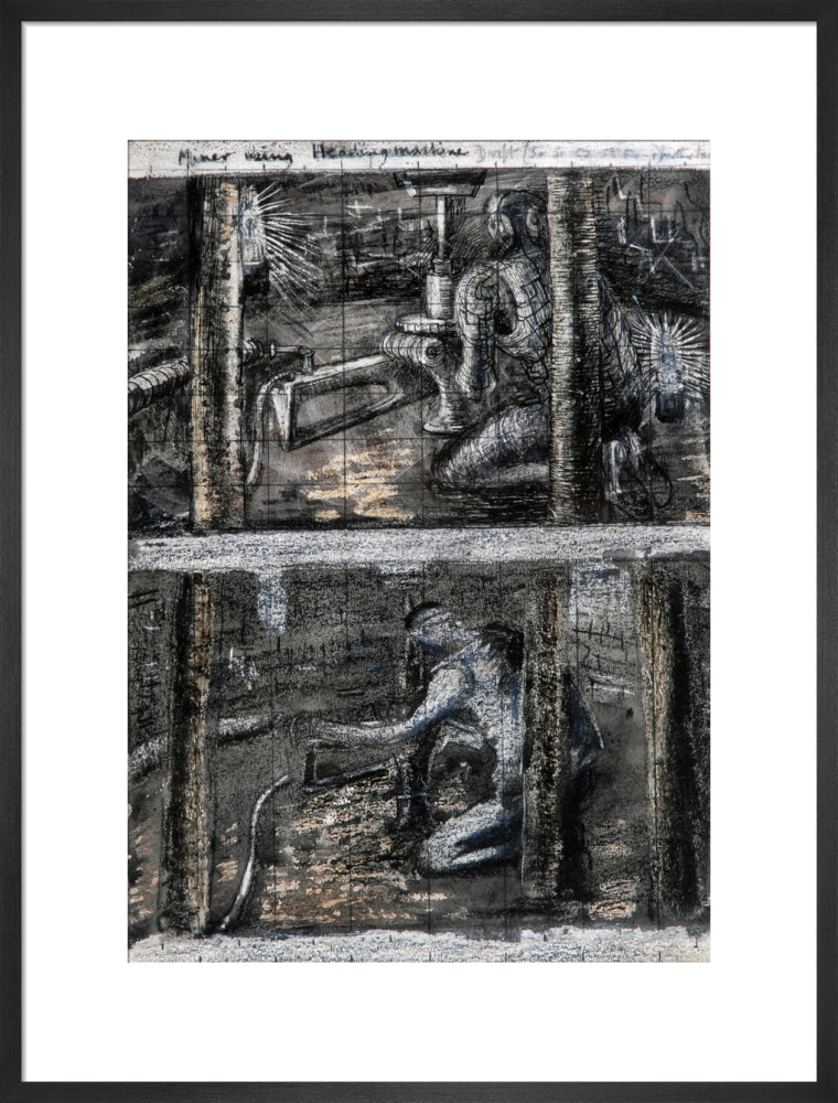 Henry Moore, Miner Using Heading Machine, page from Coalmine Sketchbook, 1942