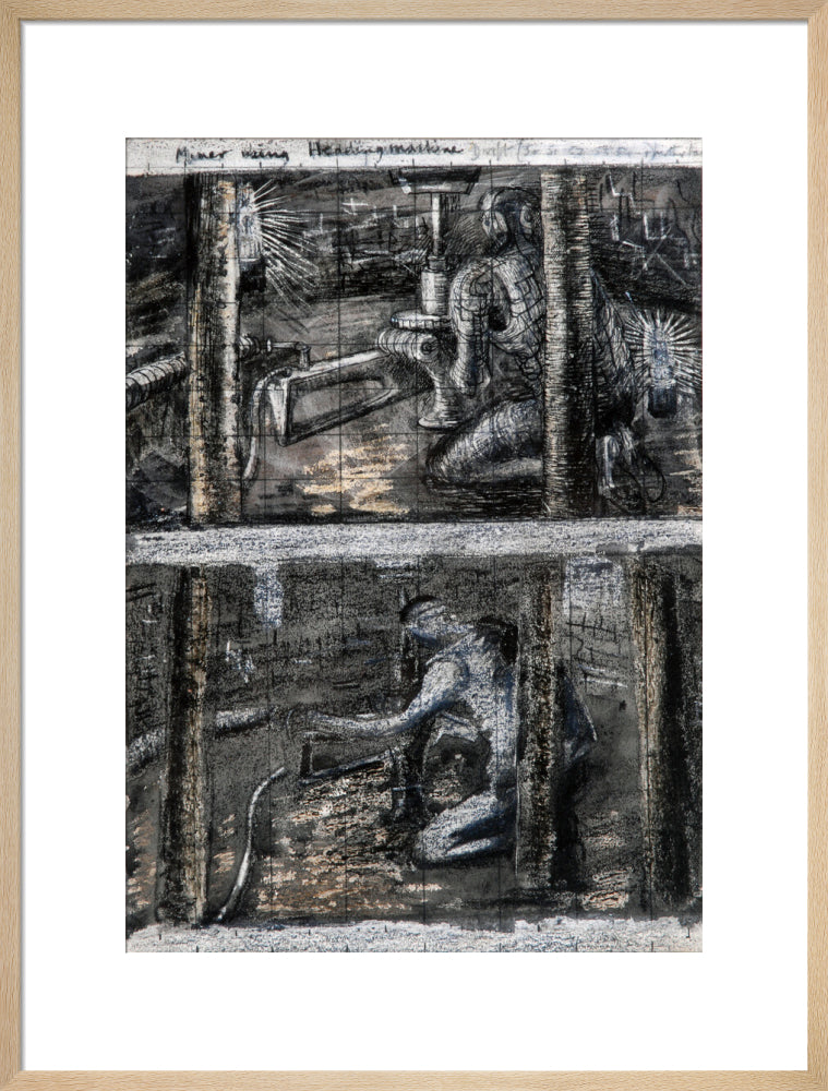 Henry Moore, Miner Using Heading Machine, page from Coalmine Sketchbook, 1942