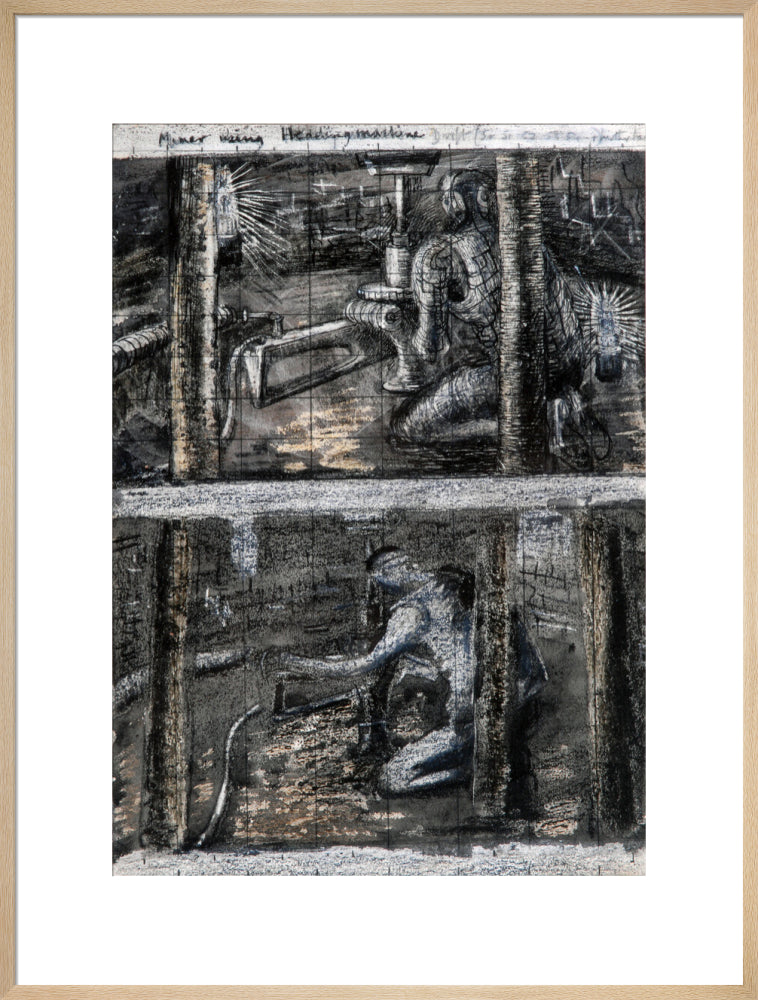 Henry Moore, Miner Using Heading Machine, page from Coalmine Sketchbook, 1942