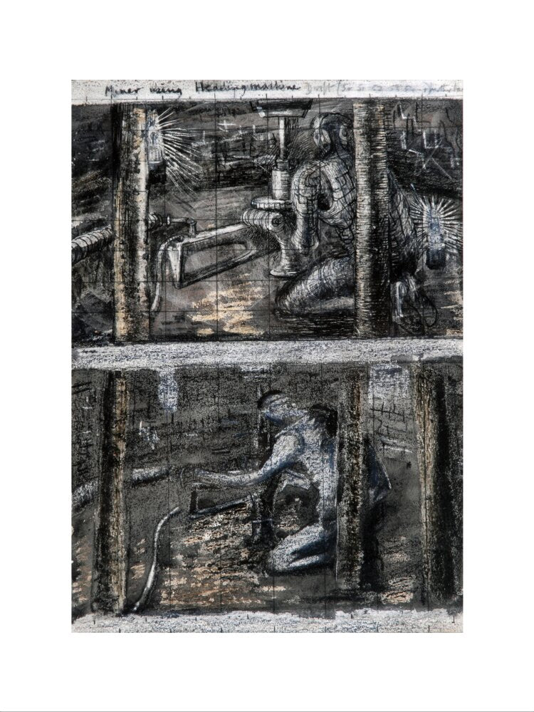 Henry Moore, Miner Using Heading Machine, page from Coalmine Sketchbook, 1942