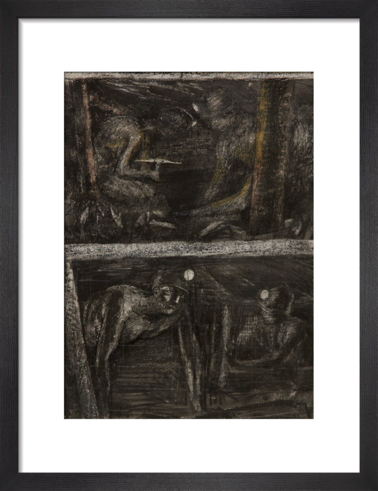 Henry Moore, Miners Working at Coalface and study for 'At the Coalface', page from Coalmine Sketchbook, 1942