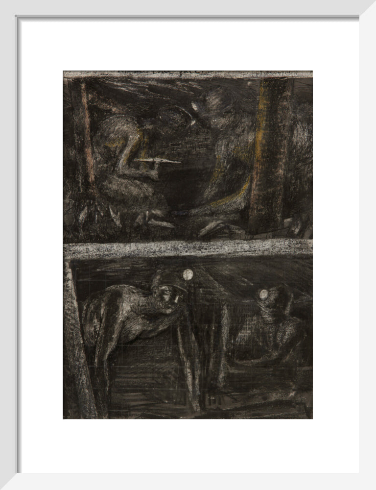 Henry Moore, Miners Working at Coalface and study for 'At the Coalface', page from Coalmine Sketchbook, 1942