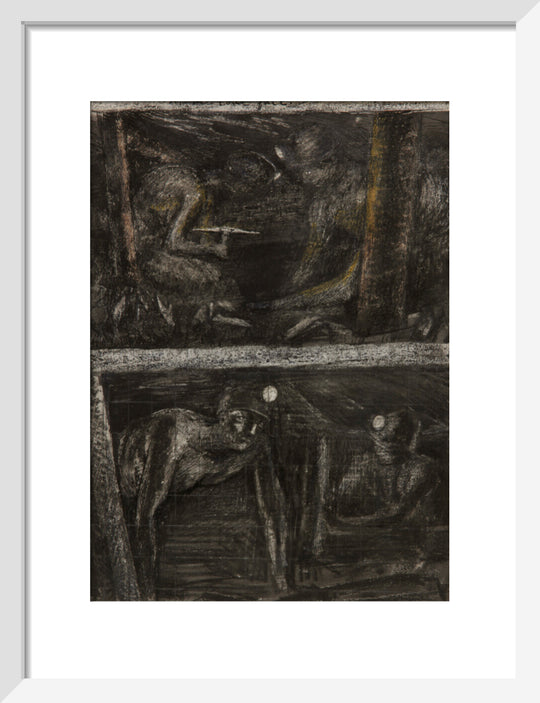 Henry Moore, Miners Working at Coalface and study for 'At the Coalface', page from Coalmine Sketchbook, 1942