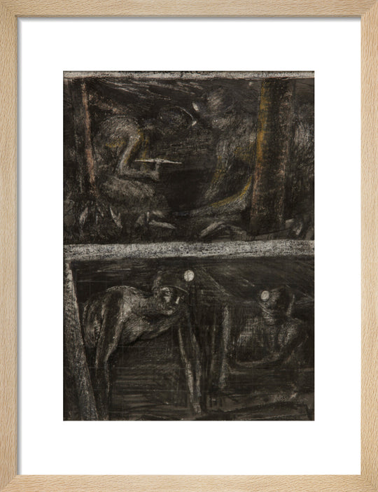 Henry Moore, Miners Working at Coalface and study for 'At the Coalface', page from Coalmine Sketchbook, 1942