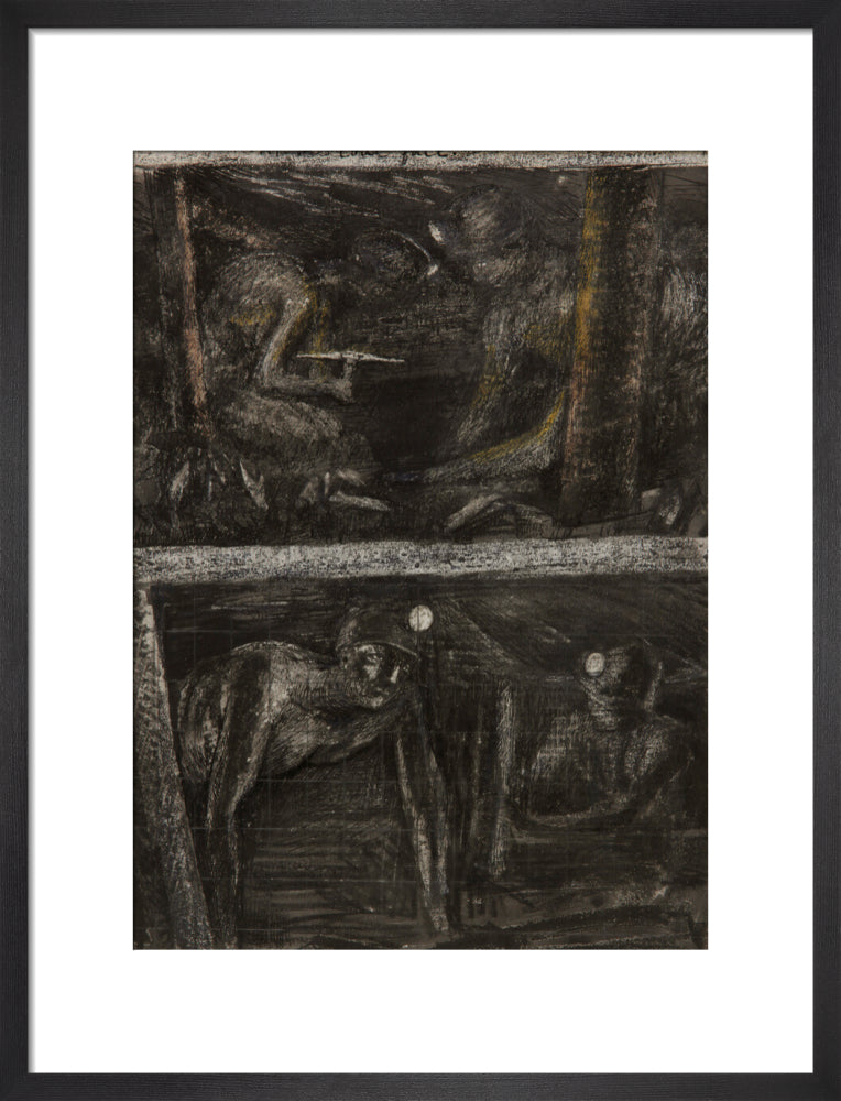 Henry Moore, Miners Working at Coalface and study for 'At the Coalface', page from Coalmine Sketchbook, 1942