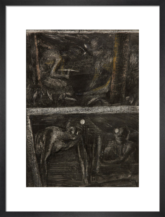 Henry Moore, Miners Working at Coalface and study for 'At the Coalface', page from Coalmine Sketchbook, 1942
