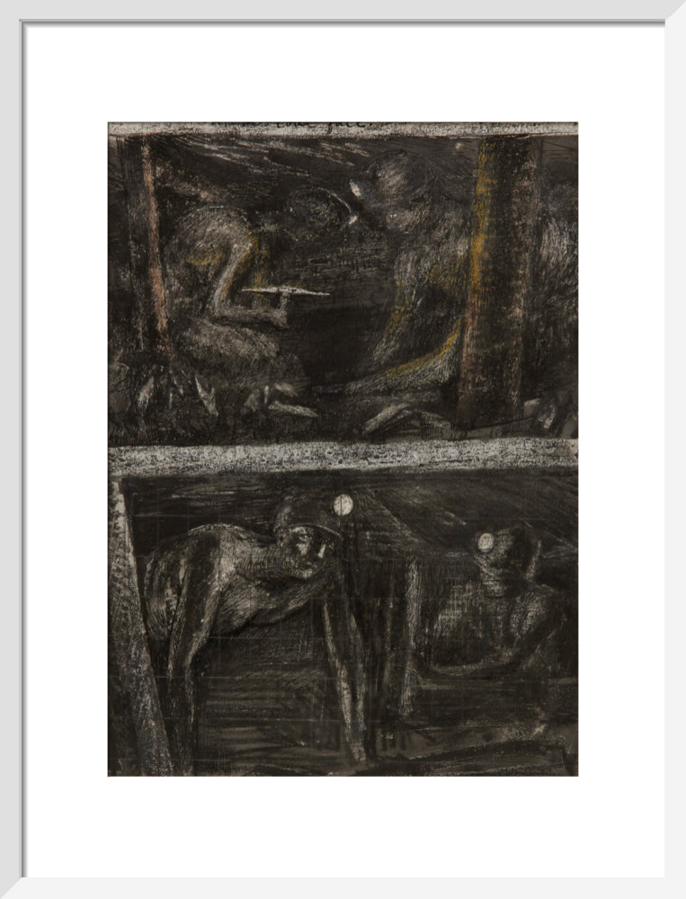 Henry Moore, Miners Working at Coalface and study for 'At the Coalface', page from Coalmine Sketchbook, 1942