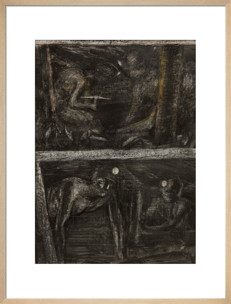 Henry Moore, Miners Working at Coalface and study for 'At the Coalface', page from Coalmine Sketchbook, 1942