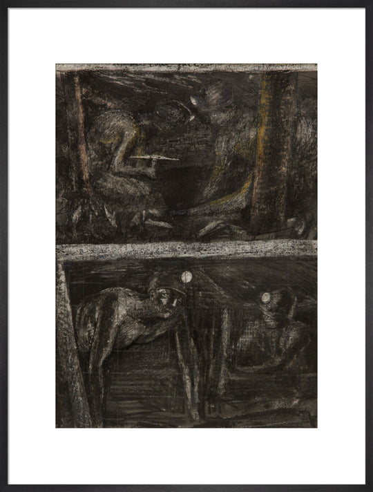 Henry Moore, Miners Working at Coalface and study for 'At the Coalface', page from Coalmine Sketchbook, 1942