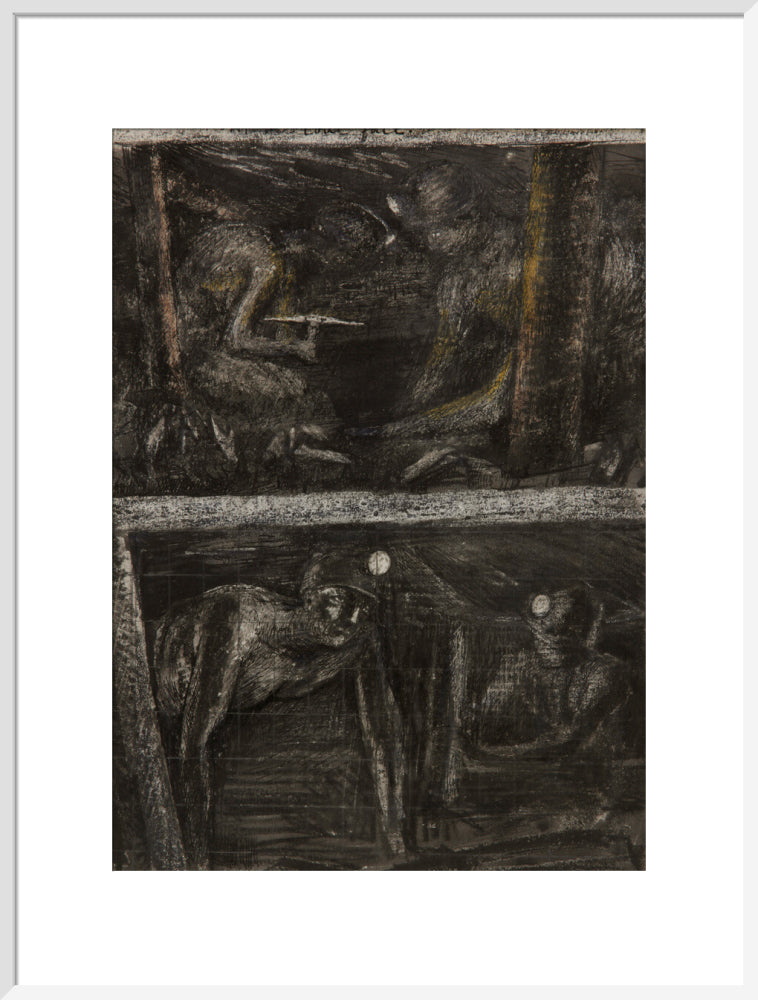 Henry Moore, Miners Working at Coalface and study for 'At the Coalface', page from Coalmine Sketchbook, 1942