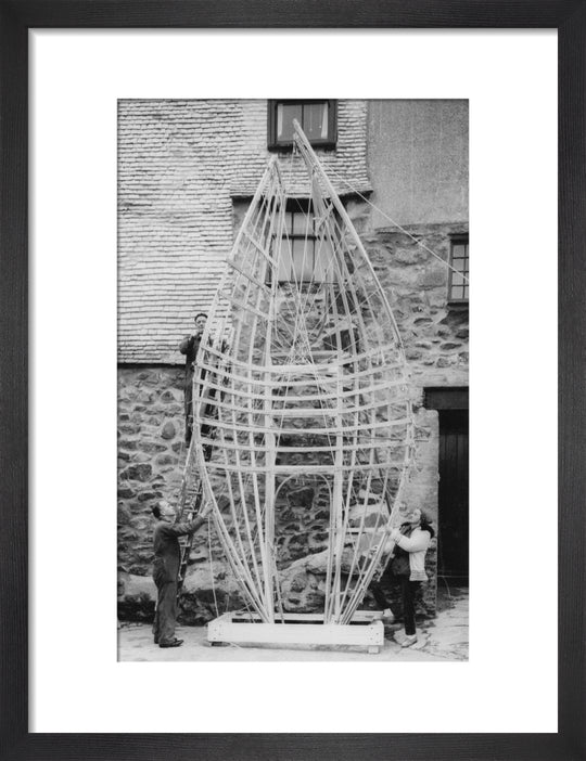 Barbara Hepworth working on the first stage of Winged Figure prototype, 1962.