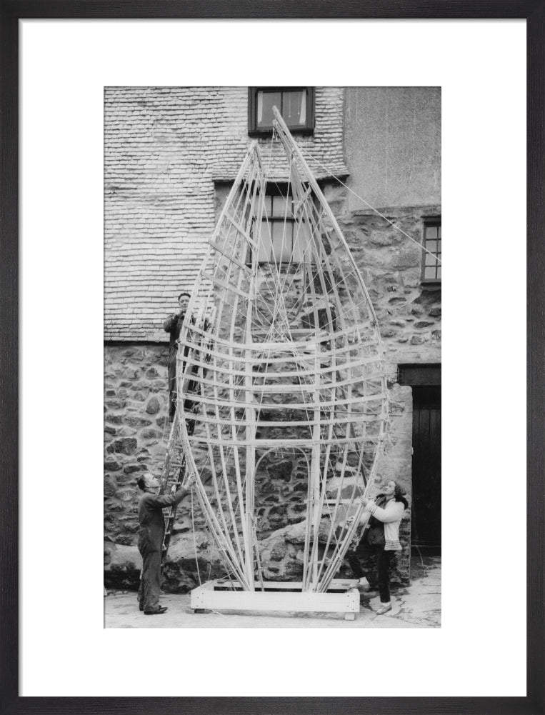 Barbara Hepworth working on the first stage of Winged Figure prototype, 1962.