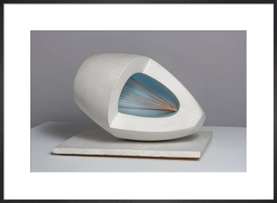 Barbara Hepworth, Sculpture with Colour (Oval Form) Pale Blue and Red, 1943, painted wood and strings. (art print, large, black)