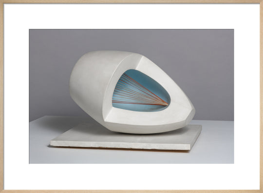 Barbara Hepworth, Sculpture with Colour (Oval Form) Pale Blue and Red, 1943, painted wood and strings. (art print, large, natural)