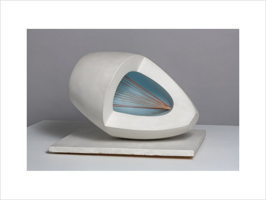 Barbara Hepworth, Sculpture with Colour (Oval Form) Pale Blue and Red, 1943, painted wood and strings. (art print, medium, unframed)