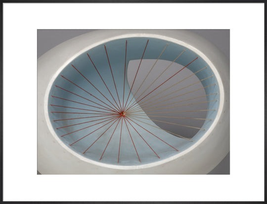 Barbara Hepworth, Sculpture with Colour (Oval Form) Pale Blue and Red, 1943, painted wood and strings. (art print, extra large, black)