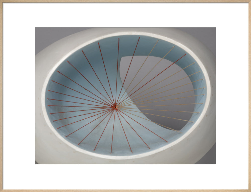 Barbara Hepworth, Sculpture with Colour (Oval Form) Pale Blue and Red, 1943, painted wood and strings. (art print, extra large, natural)