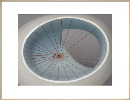 Barbara Hepworth, Sculpture with Colour (Oval Form) Pale Blue and Red, 1943, painted wood and strings. (art print, extra large, natural)