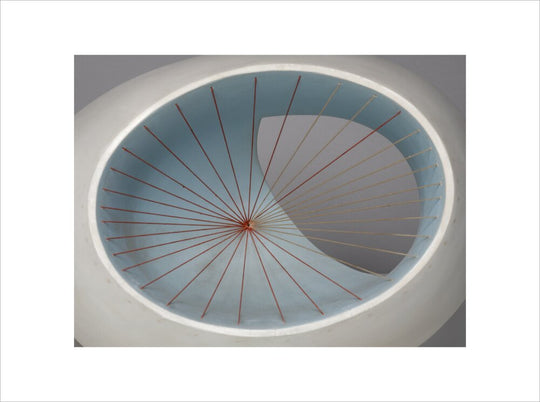 Barbara Hepworth, Sculpture with Colour (Oval Form) Pale Blue and Red, 1943, painted wood and strings. (art print, extra large, unframed)