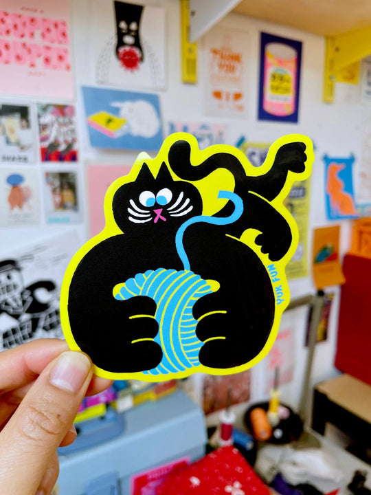 Cat Ball Sticker by Yuk Fun