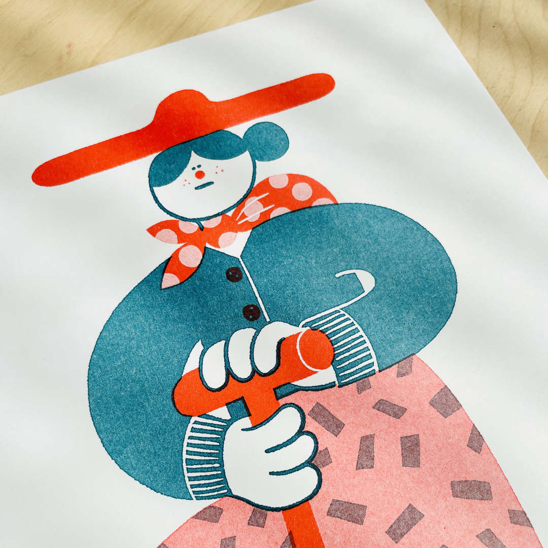 Digging Riso Print by Yuk Fun