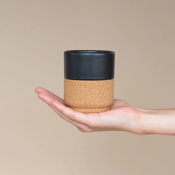 Cork & Ceramic Mug, Matt Black