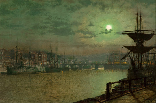 John Atkinson Grimshaw, Baiting the Lines, Whitby, 1884